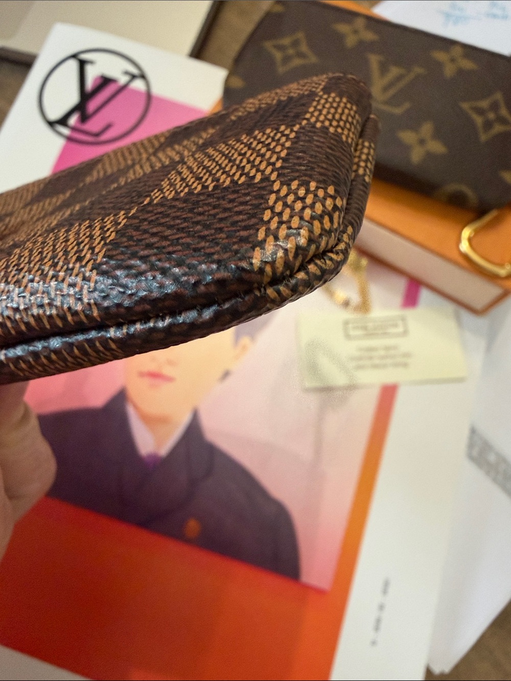 Louis Vuitton Brown Damier Ebene Key Pouch with Gold Hardware - Picture 13 of 14